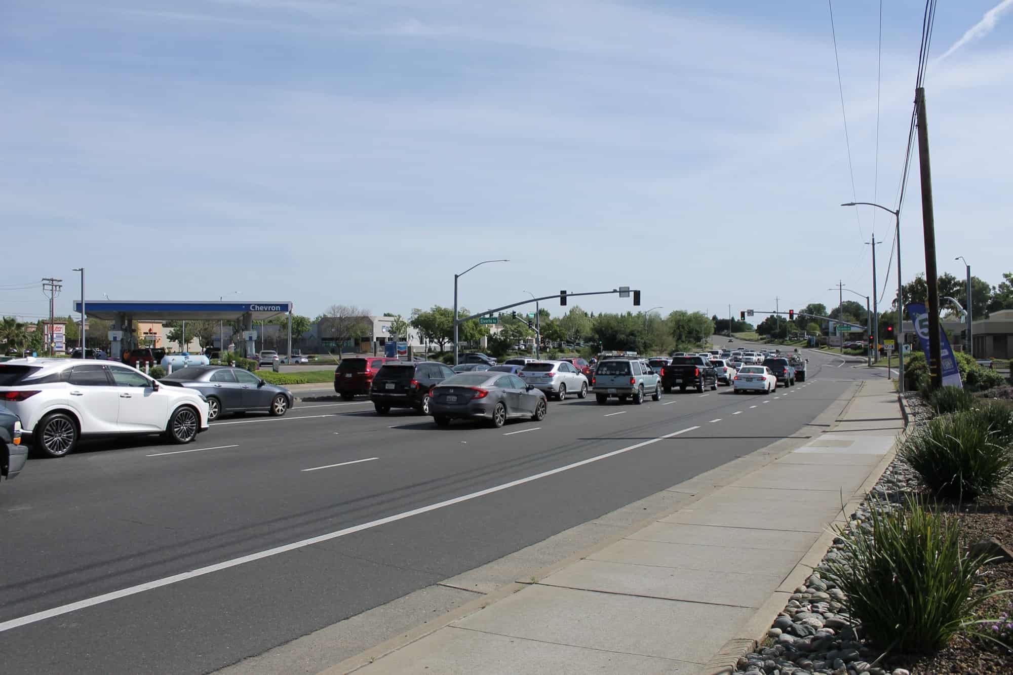 The intersection of Walerga Road and Elverta Road in Antelope